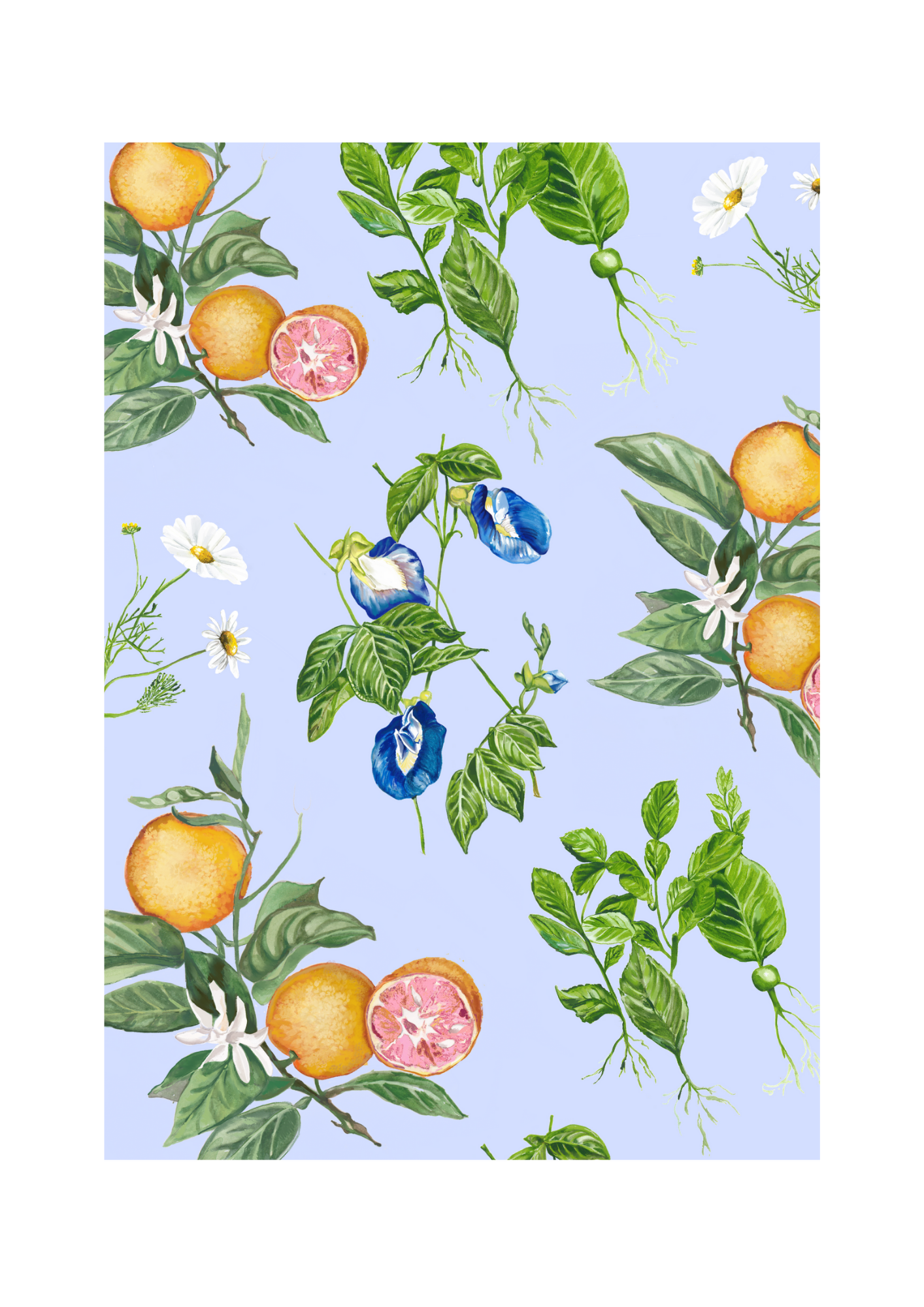 botanical blue print art